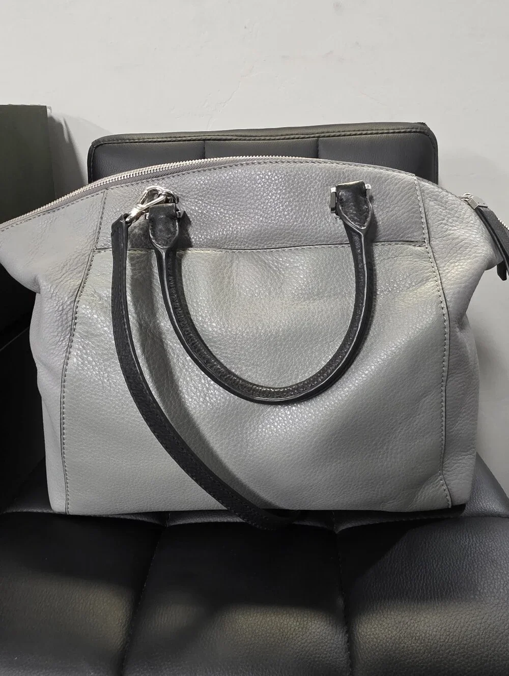 Michael Kors Riley Pebbled Leather Satchel Gray ** NEW!!! **